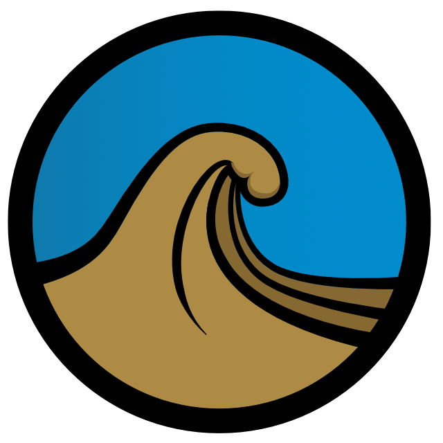 A logo representing a dirt wave